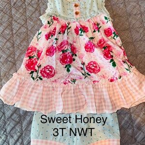 SweetHoney Pink Floral Kids Matching Set